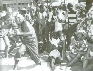 ‘The Cocktail Shake’ being performed with musical help from Willie Cohen, Panama Dave, Mystery Cockett, Melvin Paoa, Duke Kahanamoku, Kalakaua Aylett and Jimmy Hakuole. (courtesy Charlie Lambert)